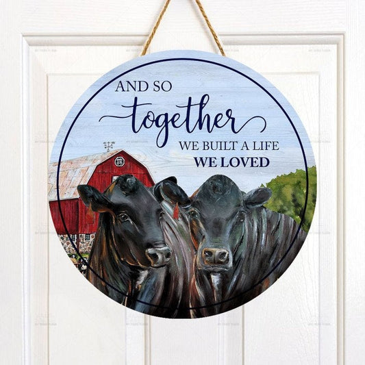 Joycorners Black Angus Cattle Lovers And So Together Round Wooden Sign