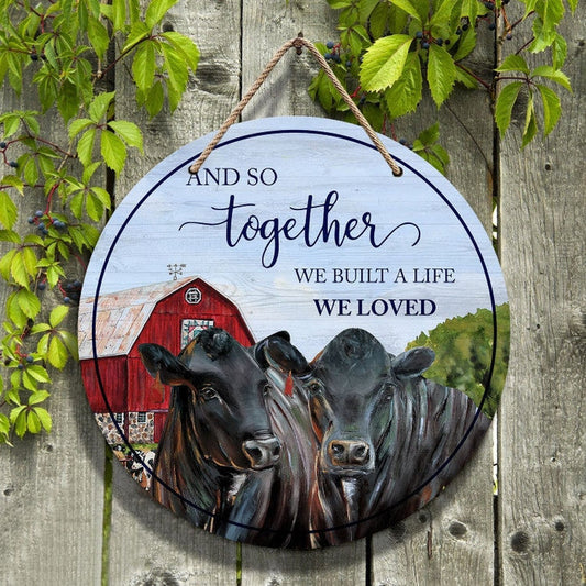 Joycorners Black Angus Cattle Lovers And So Together Round Wooden Sign