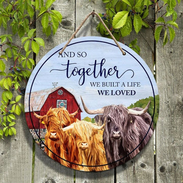 Joycorners Highland Cattle Lovers And So Together Round Wooden Sign