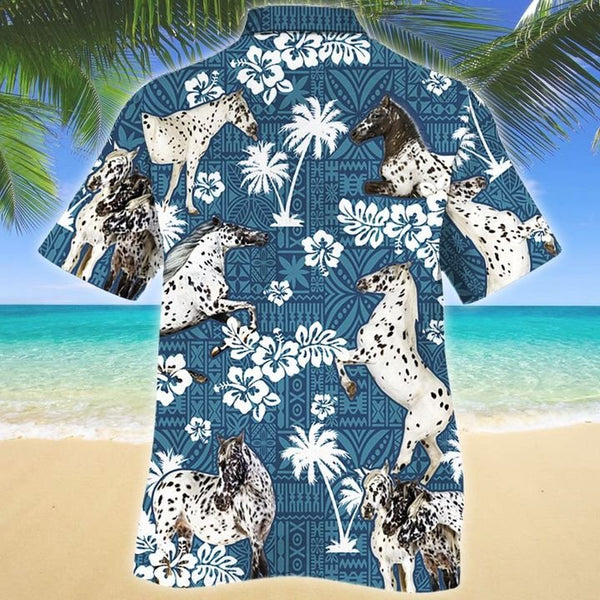 Joycorners APPALOOSA HORSE Blue Tribal All Over Printed 3D Hawaiian Shirt