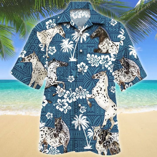 Joycorners APPALOOSA HORSE Blue Tribal All Over Printed 3D Hawaiian Shirt