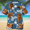 Joycorners HIGHLAND Cattle Blue Tribal All Over Printed 3D Hawaiian Shirt