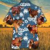 Joycorners RED BRAHMAN Cattle Blue Tribal All Over Printed 3D Hawaiian Shirt
