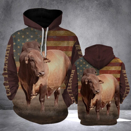 Joycorners BRAHMAN CATTLE FLAG All Over Printed 3D Hoodie