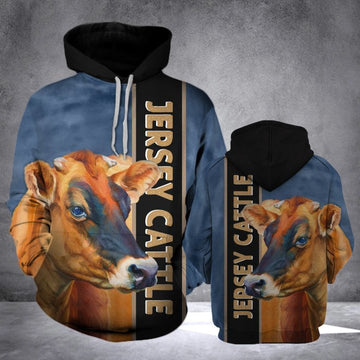 Joycorners JERSEY CATTLE OIL PAINT All Over Printed 3D Hoodie