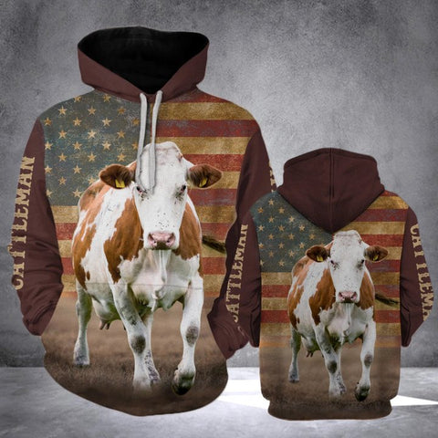 Joycorners SIMMENTAL CATTLE FLAG All Over Printed 3D Hoodie