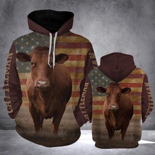 Joycorners BEEF CATTLE FLAG All Over Printed 3D Hoodie