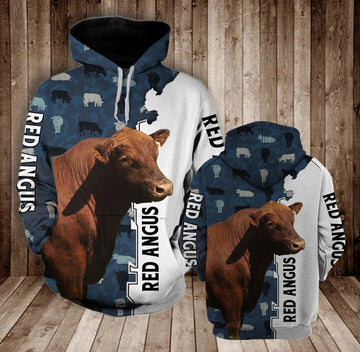 Joycorners RED ANGUS HALF CAMO All Over Printed 3D Hoodie