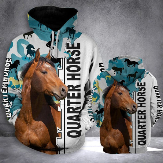 Joycorners QUARTER HORSE HALF CAMO All Over Printed 3D Hoodie