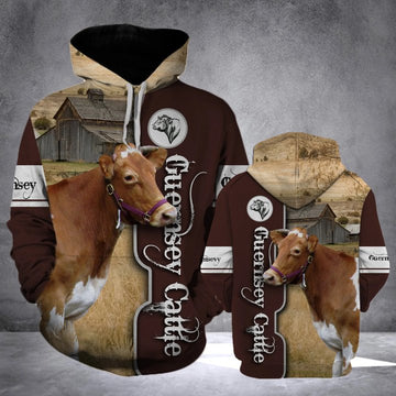 Joycorners GUERNSEY CATTLE All Over Printed 3D Hoodie