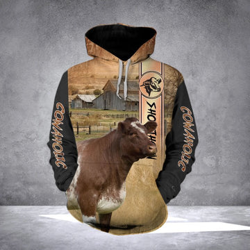 Joycorners SHORTHORN CATTLE RANCH GRASS All Over Printed 3D Hoodie