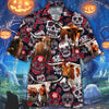 Joycorners TX Longhorn Cattle Lovers Sugar Skull Floral Hawaiian Shirt