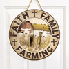 Joycorners Sheep Cattle Lovers Faith Family Farming Round Wooden Sign