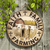 Joycorners Sheep Cattle Lovers Faith Family Farming Round Wooden Sign