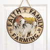 Joycorners Brahman Cattle Lovers Faith Family Farming Round Wooden Sign