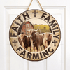 Joycorners Highland Cattle Lovers Faith Family Farming Round Wooden Sign
