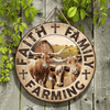 Joycorners TX Longhorn Cattle Lovers Faith Family Farming Round Wooden Sign