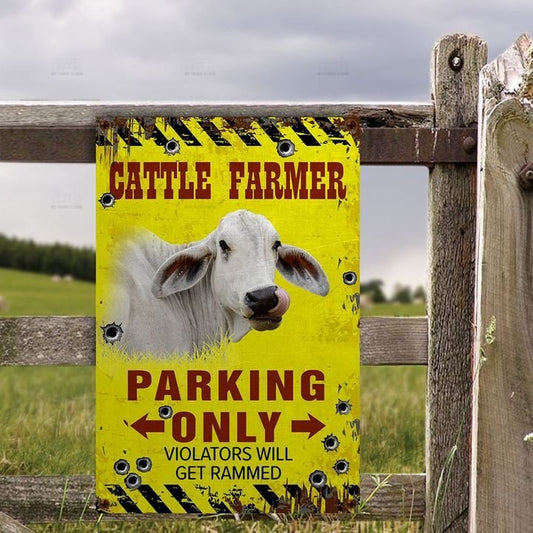 Joycorners Brahman Farmer Parking Only Violators Will Get Plucked All Printed 3D Metal Sign