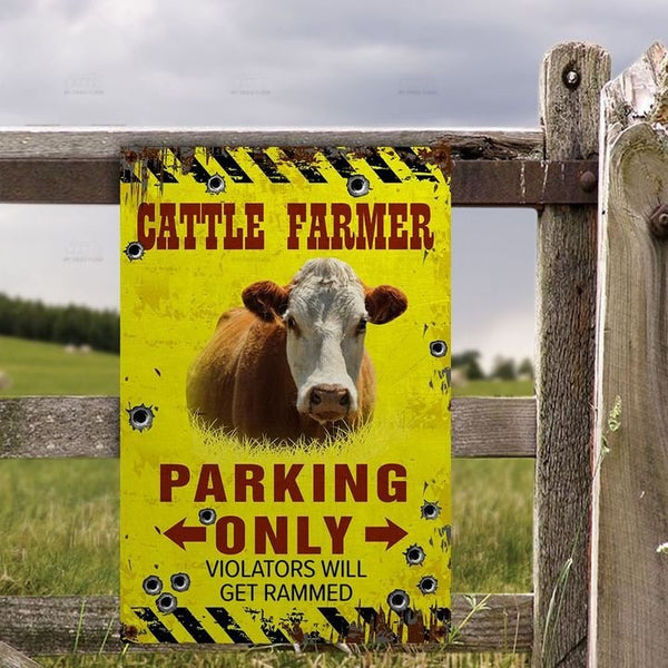 Joycorners Hereford Farmer Parking Only Violators Will Get Plucked All Printed 3D Metal Sign