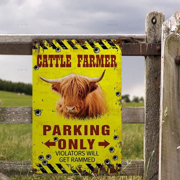 Joycorners Highland Farmer Parking Only Violators Will Get Plucked All Printed 3D Metal Sign