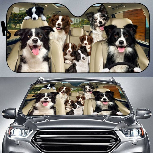 Joycorners BORDER COLLIE CAR All Over Printed 3D Sun Shade