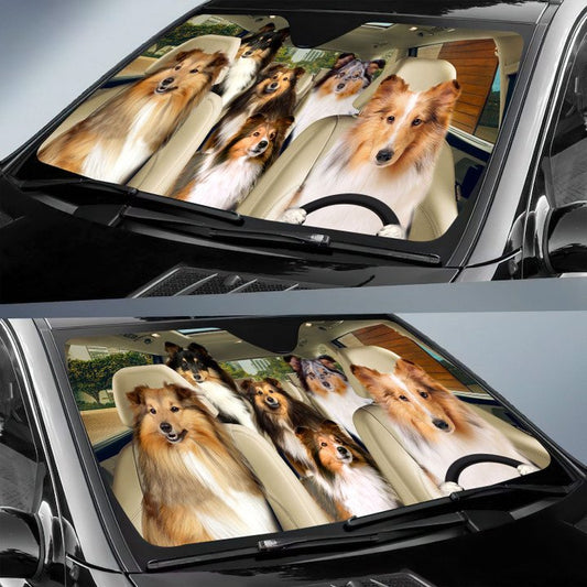 Joycorners SHETLAND SHEEPDOG CAR All Over Printed 3D Sun Shade