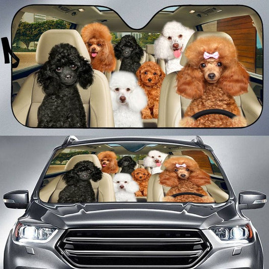 Joycorners POODLE CAR All Over Printed 3D Sun Shade