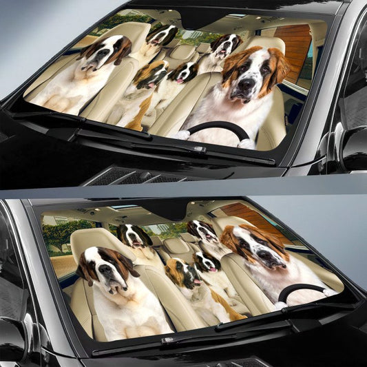 Joycorners ST. BERNARD CAR All Over Printed 3D Sun Shade