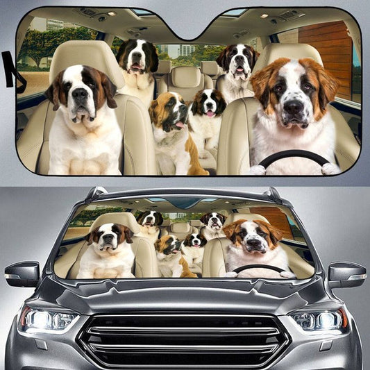 Joycorners ST. BERNARD CAR All Over Printed 3D Sun Shade