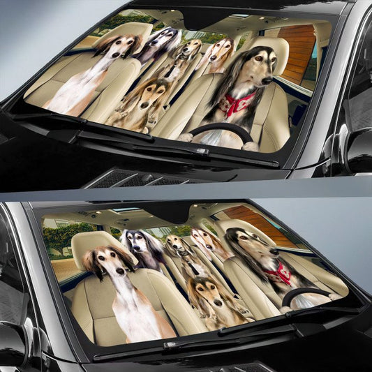 Joycorners SALUKI CAR All Over Printed 3D Sun Shade