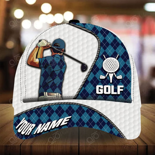 Joycorners Cool Golfing Customized Name Multicolor Leather Pattern 3D Cap