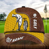 Joycorners Golf Lovers Customized Name Multicolor Leather Pattern 3D Cap