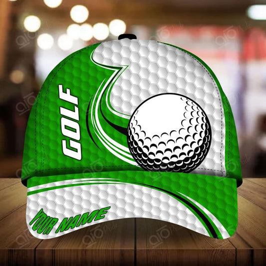 Joycorners Ball Golf Lovers Customized Name Multicolor Leather Pattern 3D Cap