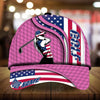 Joycorners Unique Women Love Golf US Flag Pattern Customized Name Multicolor 3D Cap