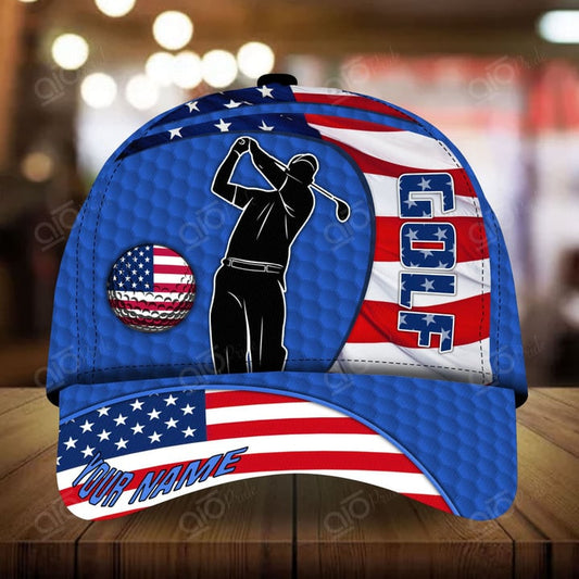 Joycorners Cool Man US Flag Pattern Customized Name Multicolor 3D Cap