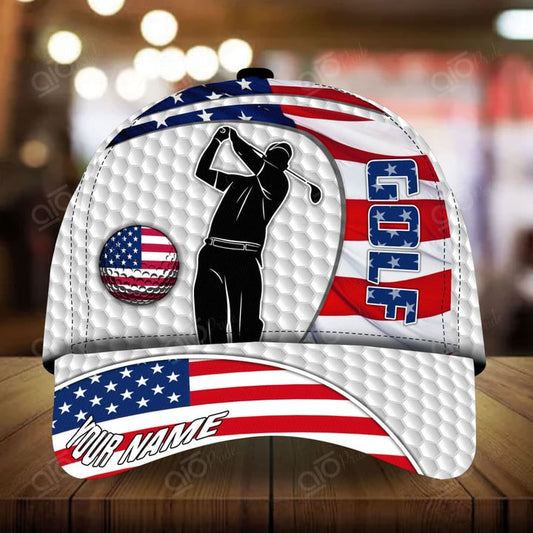 Joycorners Cool Man US Flag Pattern Customized Name Multicolor 3D Cap