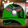 Joycorners Eagle And Golf Customized Name Multicolor Leather Pattern 3D Cap