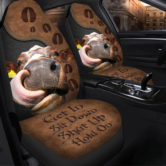 Joycorners Cow Funny Car Seat Covers (2Pcs)