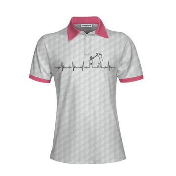 Joycorners Heartbeat Golfer White And Pink Women Polo Shirt