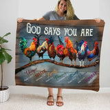 Joycorners Awesome Chicken, God Says You Are Jesus Painting Farmhouse Blanket