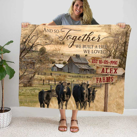 Joycorners Personalized Black Angus Farmhouse Blanket