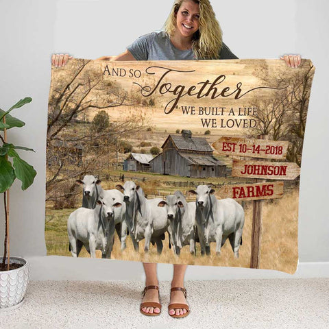 Joycorners Personalized Brahman Cattle Farmhouse Blanket