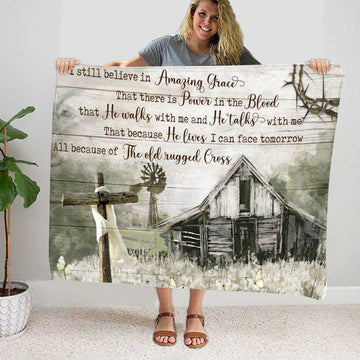 Joycorners Dandelion Field, I Still Believe In Amazing Grace Jesus Farmhouse Blanket