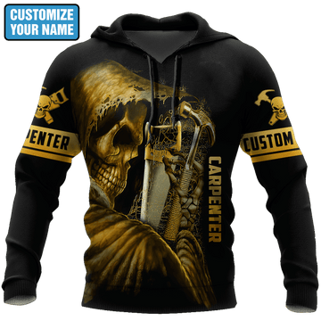 Joycorner PERSONALIZED NAME CARPENTER UNISEX SHIRTS GOLDEN SKULL