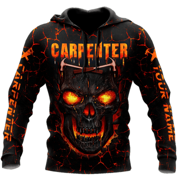 Joycorner PERSONALIZED NAME CARPENTER UNISEX SHIRTS RED SKULL