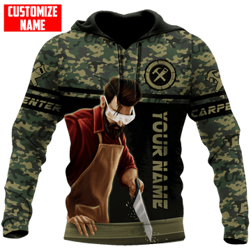 Joycorner PERSONALIZED NAME CARPENTER UNISEX SHIRTS GREEN CAMO 1