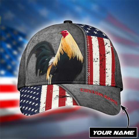 PREMIUM ROOSTER FLAG PATTERN FOR ROOSTER LOVERS PERSONALIZED CAP