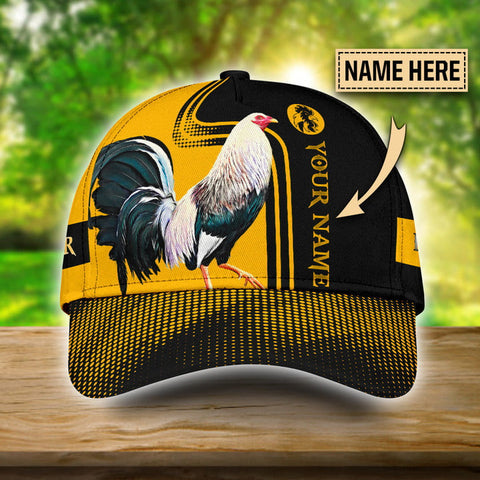 PREMIUM ROOSTER YELLOW PATTERN FOR ROOSTER LOVERS PERSONALIZED CAP