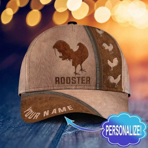 PREMIUM ROOSTER LEATHER PATTERN 8 FOR ROOSTER LOVERS PERSONALIZED CAP