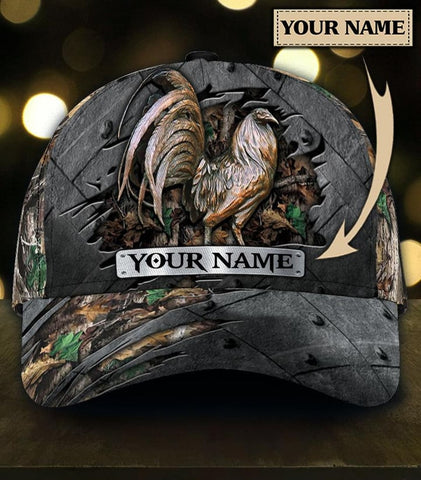 PREMIUM ROOSTER METAL PATTERN FOR ROOSTER LOVERS PERSONALIZED CAP